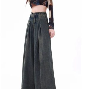 Trendy Y2K Ultra Wide-Leg Baggy Jeans for Effortless Summer Style