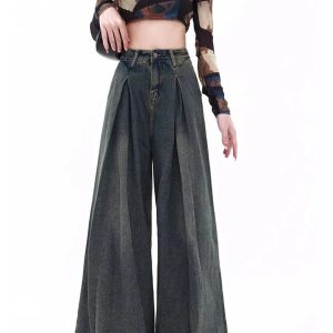 Trendy Y2K Ultra Wide-Leg Baggy Jeans for Effortless Summer Style