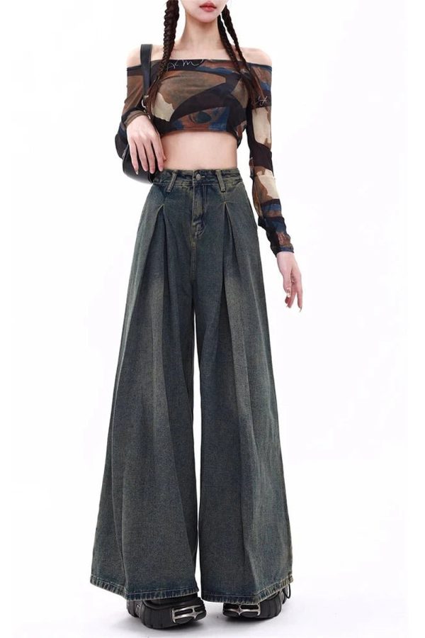 Trendy Y2K Ultra Wide-Leg Baggy Jeans for Effortless Summer Style