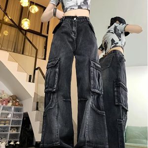 Trendy Y2K Urban Utility Cargo Jeans for Effortless Summer Style