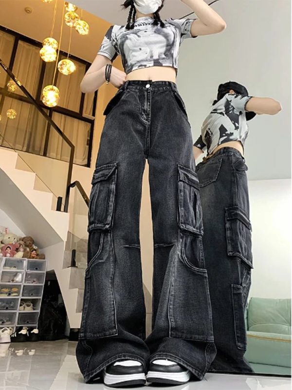 Trendy Y2K Urban Utility Cargo Jeans for Effortless Summer Style