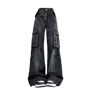 Trendy Y2K Urban Utility Cargo Jeans for Effortless Summer Style