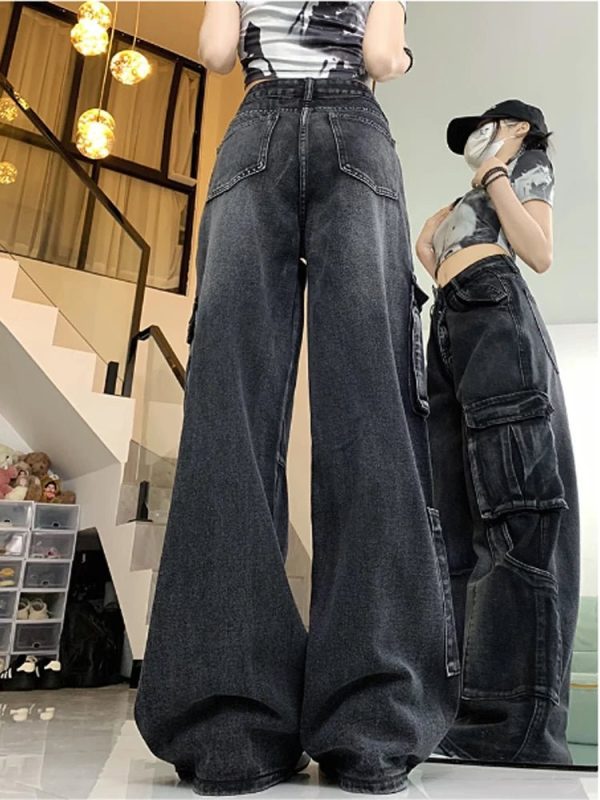 Trendy Y2K Urban Utility Cargo Jeans for Effortless Summer Style