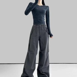 Trendy Y2K Wide-Leg Cargo Pants for Effortless Summer Style