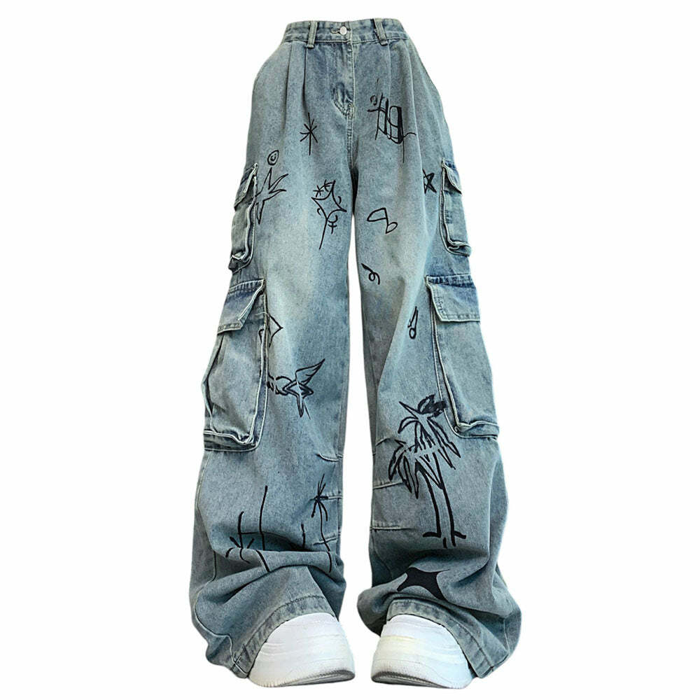 Urban Art Cargo Jeans: Y2K Fashion Meets 90s Grunge Aesthetic