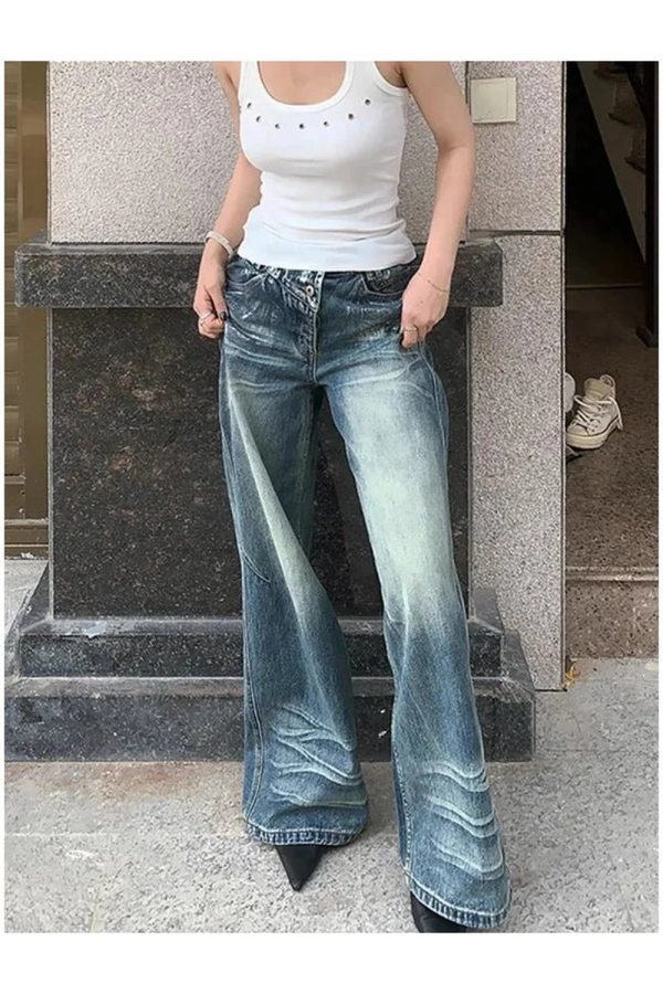 Vintage Fade Wide-Leg Jeans: Y2K Fashion Essential for Effortless Style