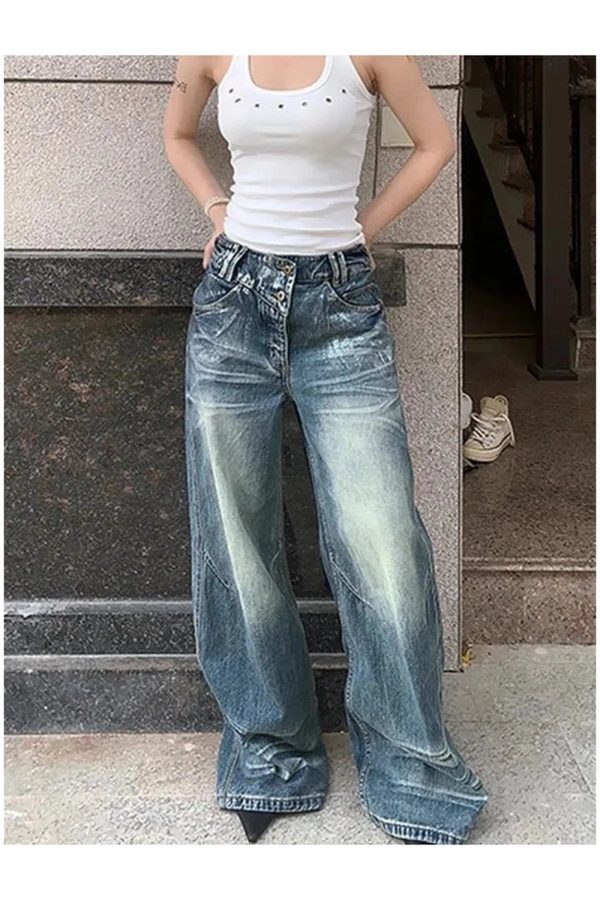 Vintage Fade Wide-Leg Jeans: Y2K Fashion Essential for Effortless Style