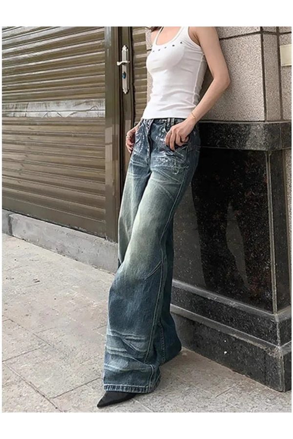 Vintage Fade Wide-Leg Jeans: Y2K Fashion Essential for Effortless Style