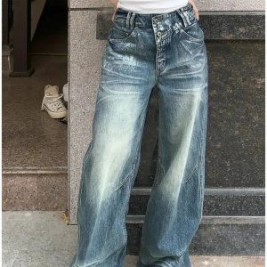 Vintage Fade Wide-Leg Jeans: Y2K Fashion Essential for Effortless Style