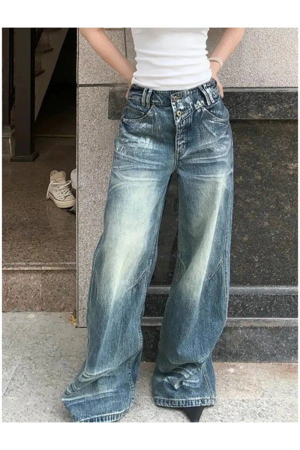 Vintage Fade Wide-Leg Jeans: Y2K Fashion Essential for Effortless Style