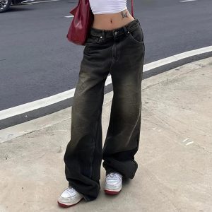 Vintage Washed Baggy Jeans for Effortless Y2K Fashion and Grunge Style