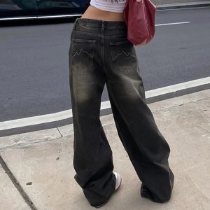 Vintage Washed Baggy Jeans for Effortless Y2K Fashion and Grunge Style