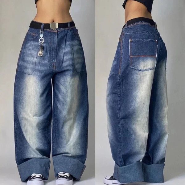 Vintage Washed Baggy Jeans for Y2K Fashion and 90s Aesthetic Outfits