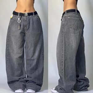 Vintage Washed Baggy Jeans for Y2K Fashion and 90s Aesthetic Outfits