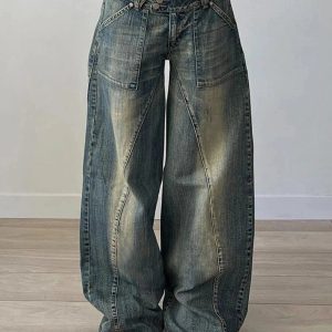 Vintage Washed Baggy Jeans: Y2K Fashion Essential for Effortless Style