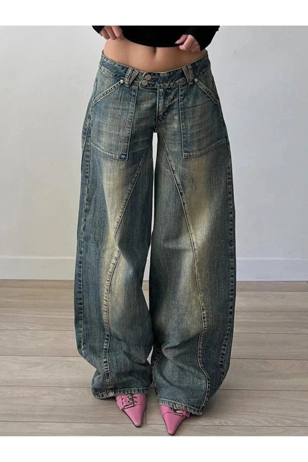 Vintage Washed Baggy Jeans: Y2K Fashion Essential for Effortless Style