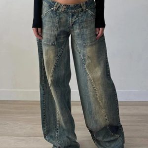 Vintage Washed Baggy Jeans: Y2K Fashion Essential for Effortless Style