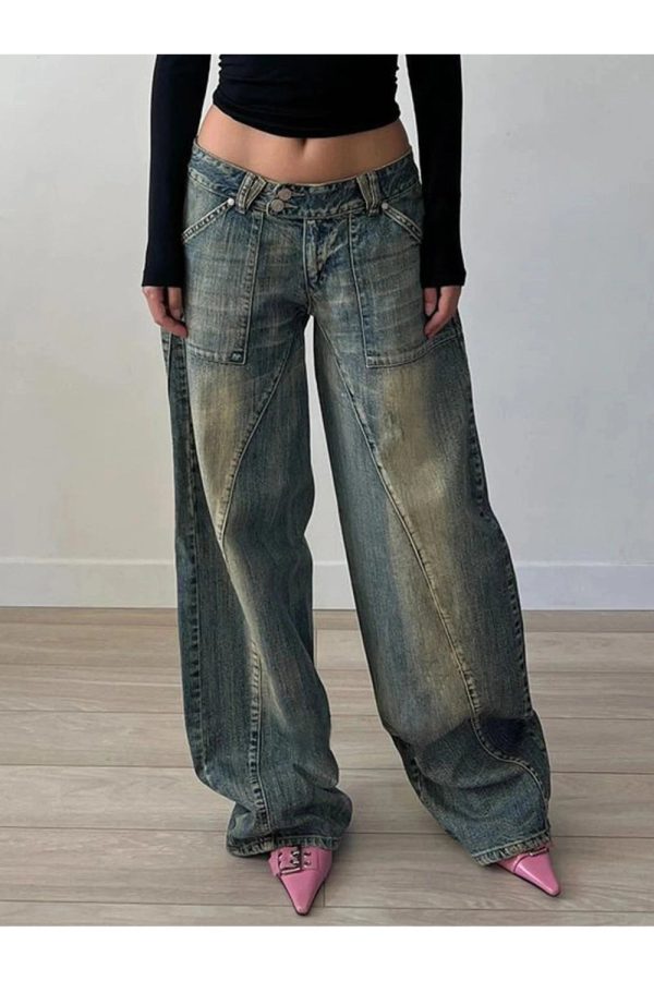 Vintage Washed Baggy Jeans: Y2K Fashion Essential for Effortless Style