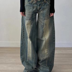 Vintage Washed Baggy Jeans: Y2K Fashion Essential for Effortless Style