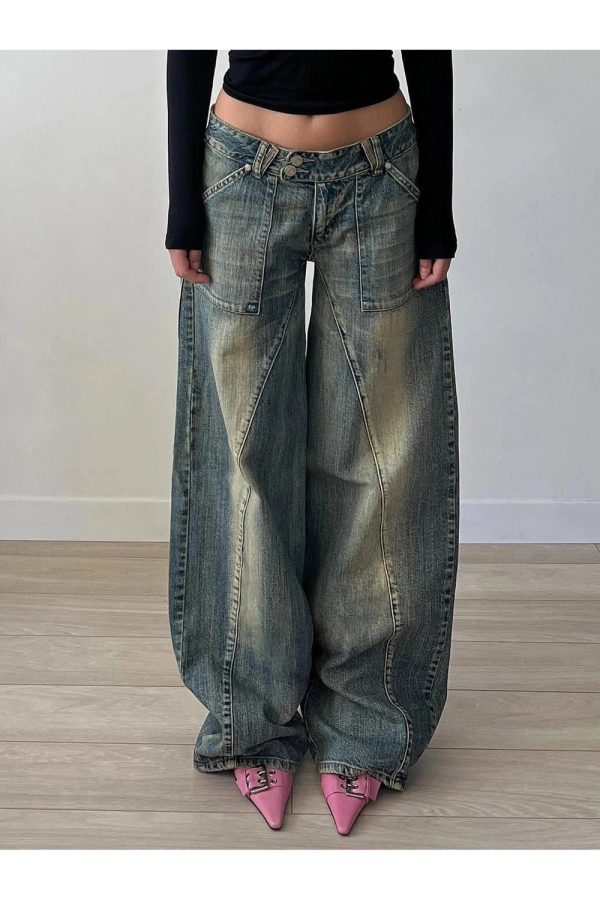 Vintage Washed Baggy Jeans: Y2K Fashion Essential for Effortless Style