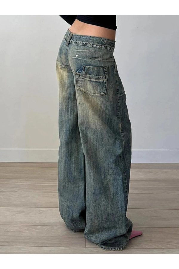 Vintage Washed Baggy Jeans: Y2K Fashion Essential for Effortless Style