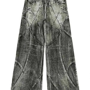 Vintage Washed Patchwork Cargo Jeans: Y2K Grunge Style Essential