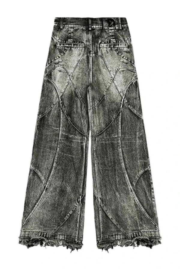 Vintage Washed Patchwork Cargo Jeans: Y2K Grunge Style Essential