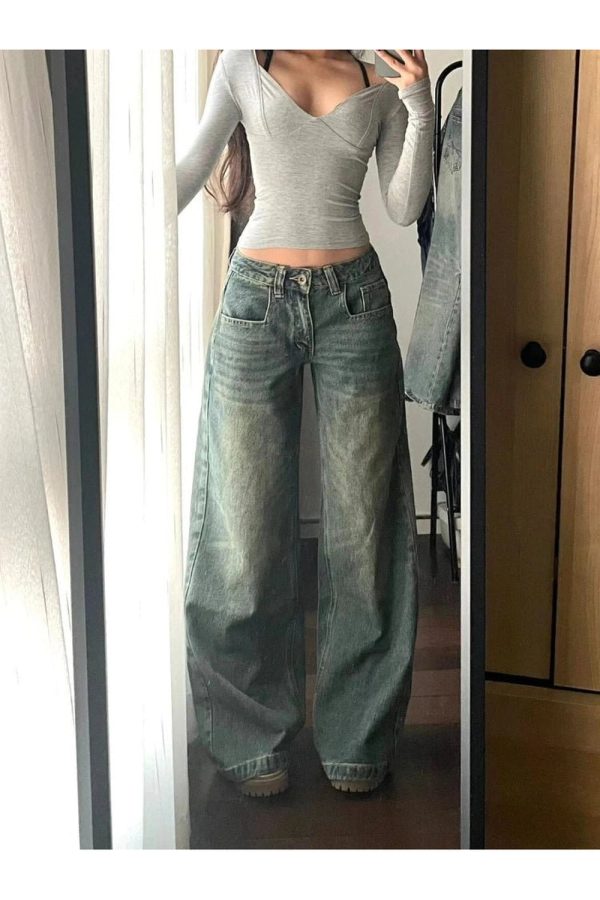 Vintage Washed Wide-Leg Jeans: Embrace Y2K Fashion & 90s Aesthetic