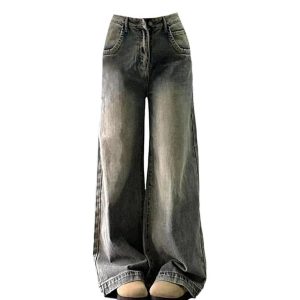 Vintage Washed Wide-Leg Jeans: Embrace Y2K Fashion & 90s Aesthetic