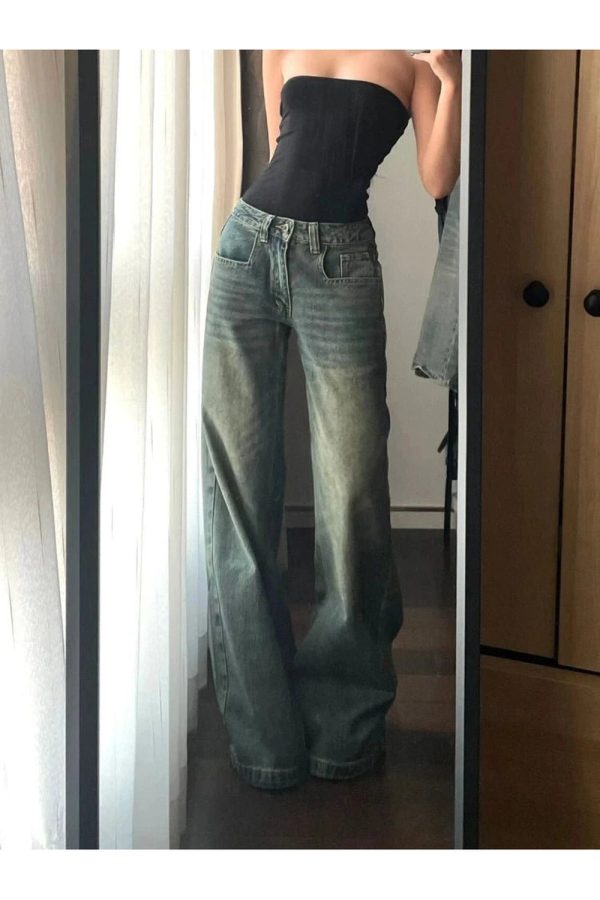 Vintage Washed Wide-Leg Jeans: Embrace Y2K Fashion & 90s Aesthetic