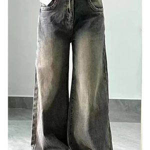 Vintage Washed Wide-Leg Jeans: Embrace Y2K Fashion & 90s Aesthetic