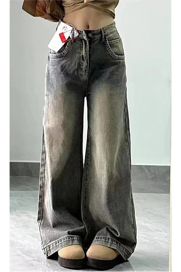 Vintage Washed Wide-Leg Jeans: Embrace Y2K Fashion & 90s Aesthetic