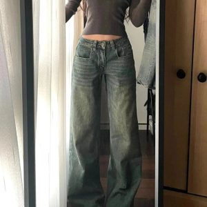 Vintage Washed Wide-Leg Jeans: Embrace Y2K Fashion & 90s Aesthetic