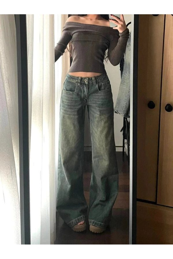 Vintage Washed Wide-Leg Jeans: Embrace Y2K Fashion & 90s Aesthetic