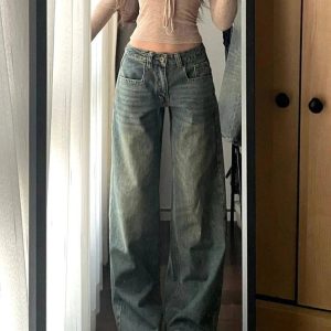 Vintage Washed Wide-Leg Jeans: Embrace Y2K Fashion & 90s Aesthetic