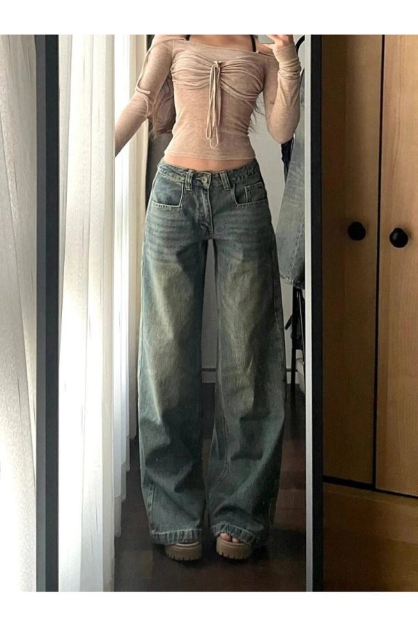 Vintage Washed Wide-Leg Jeans: Embrace Y2K Fashion & 90s Aesthetic