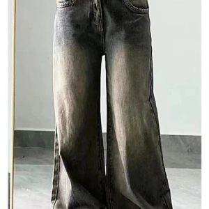 Vintage Washed Wide-Leg Jeans: Embrace Y2K Fashion & 90s Aesthetic