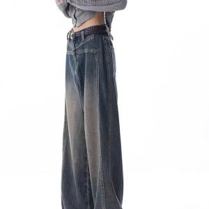 Vintage Washed Wide-Leg Jeans: Embrace Y2K Fashion with 90s Vibes