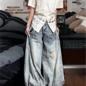 Vintage Y2K Balloon Wide-Leg Jeans for Effortless 90s Fashion Vibes