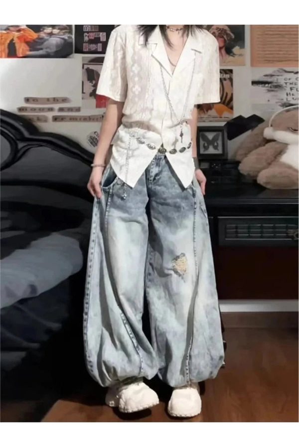 Vintage Y2K Balloon Wide-Leg Jeans for Effortless 90s Fashion Vibes