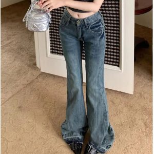 Vintage Y2K Flare Denim Jeans for a Retro 90s Fashion Look