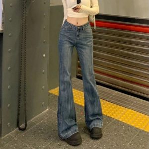 Vintage Y2K Flare Denim Jeans for a Retro 90s Fashion Look