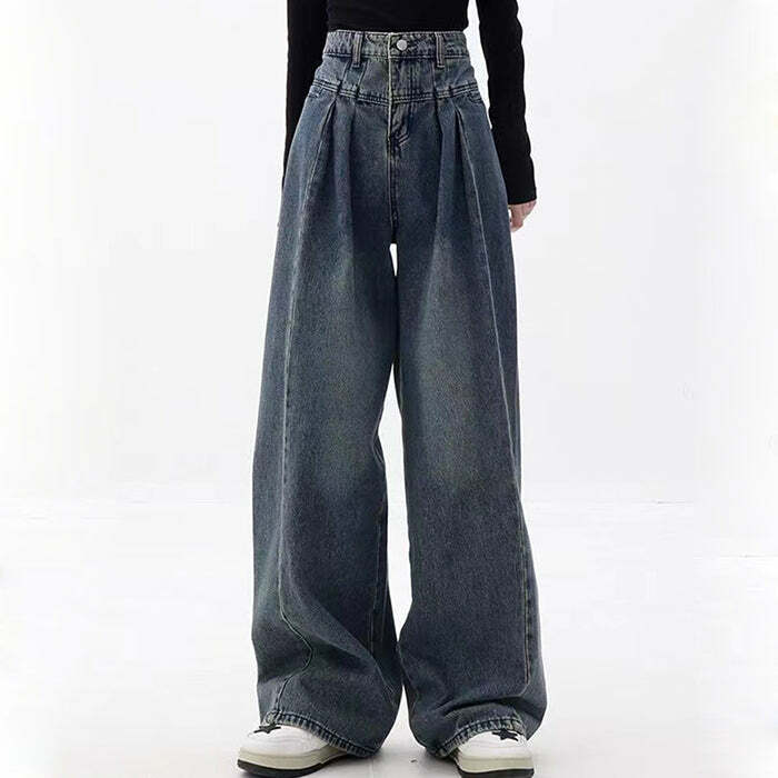 Vintage Y2K Wide Leg Jeans: Embrace 90s Fashion with a Grunge Twist