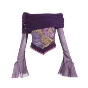 Violet Witch Y2K Velvet Top: Grunge Aesthetic for Summer Outfits