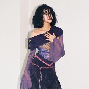 Violet Witch Y2K Velvet Top: Grunge Aesthetic for Summer Outfits