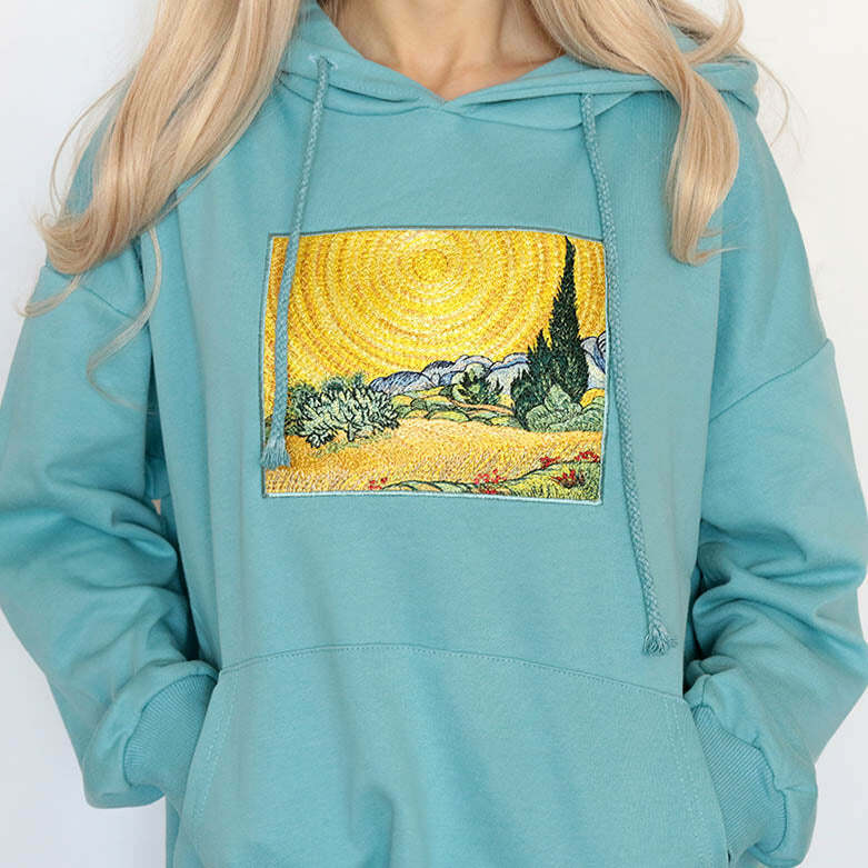 Wheat Field with Cypresses Hoodie - Y2K Aesthetic Grunge Style