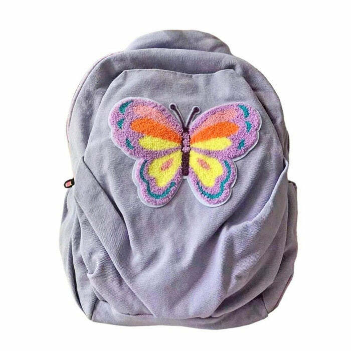 Y2K Aesthetic Butterfly Lavender Backpack for Trendy Summer Outfits