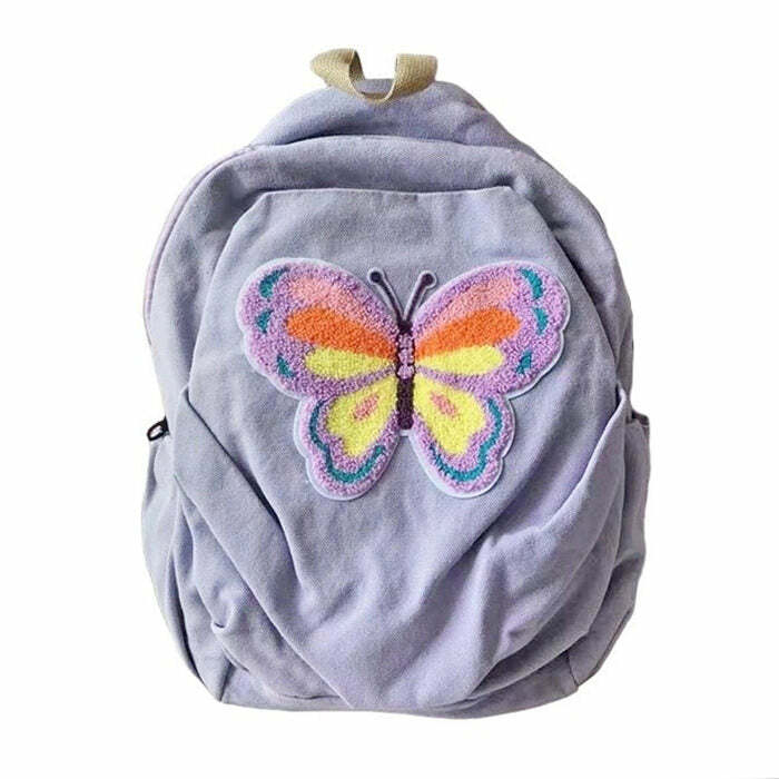 Y2K Aesthetic Butterfly Lavender Backpack for Trendy Summer Outfits