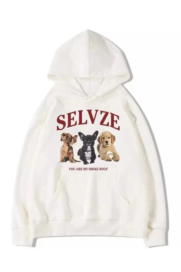 Y2K Aesthetic Cute Puppy Graphic Hoodie for Trendy Summer Outfits