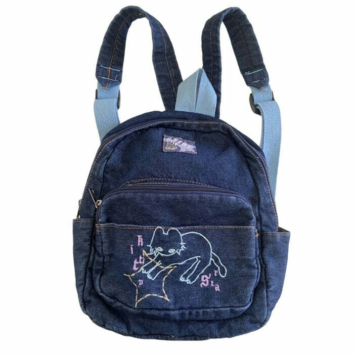 Y2K Aesthetic Denim Backpack for 90s Fashion Lovers